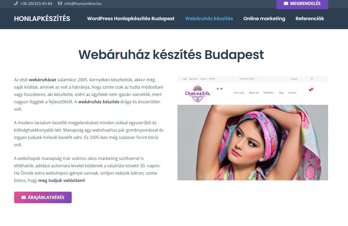 WordPress webshop készítése